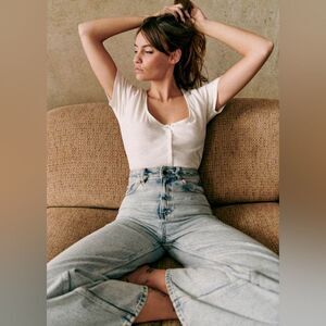 Sezane Le Crop Jeans in Edge Blue French Size 32 US 0